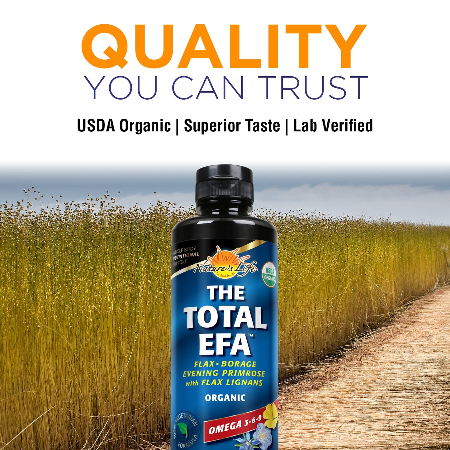 Nature's Life The Total EFA, Vegetarian & Organic | Omega 3-6-9 from Flax, Borage & Evening Primrose | 32 Serv, 16 FL OZ