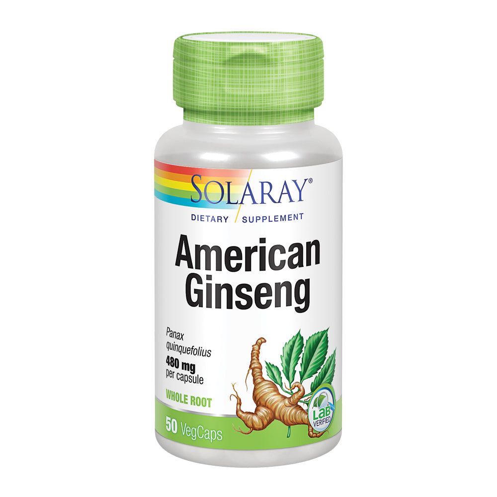 Solaray American Ginseng 480 mg | Adaptogenic Herb | Healthy Stress, Energy & Physical Endurance Support | 50 VegCaps