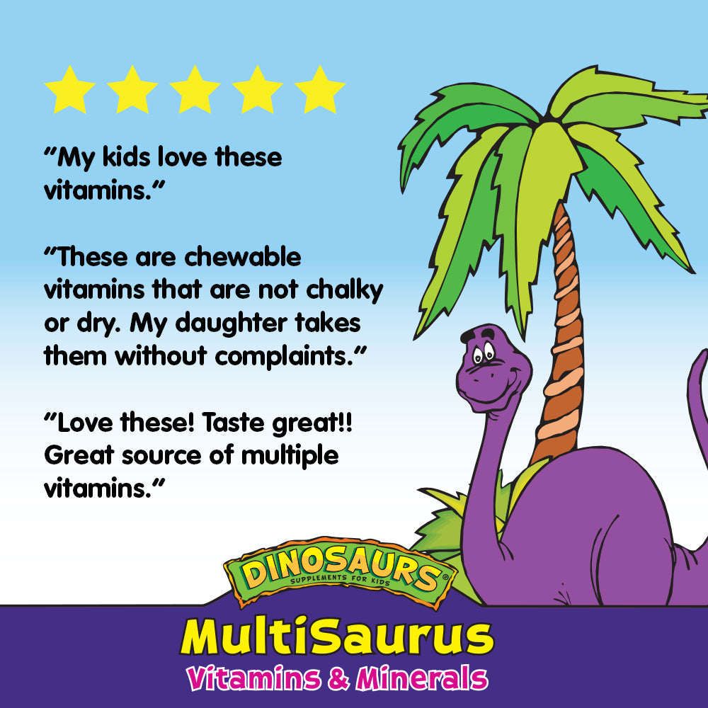 KAL Kids MultiSaurus Vitamins & Minerals | Berry, Grape & Orange Flavor | Childrens Daily Multivitamin | 60 Chewables