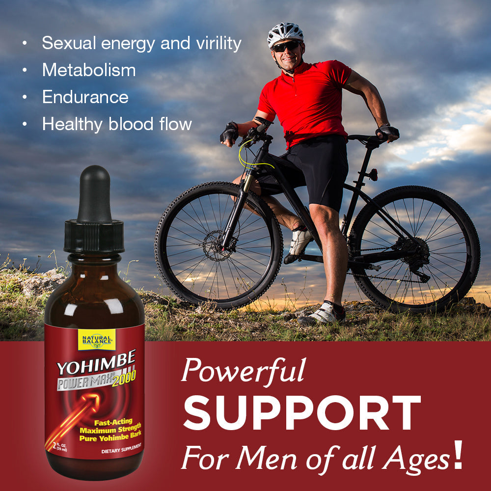 Natural Balance Yohimbe PowerMax 2000 | Maximum Strength Drops w/ Pure Yohimbe Bark | Sexual Energy & Virility Supplement | Unflavored | 2oz, 29 Serv.