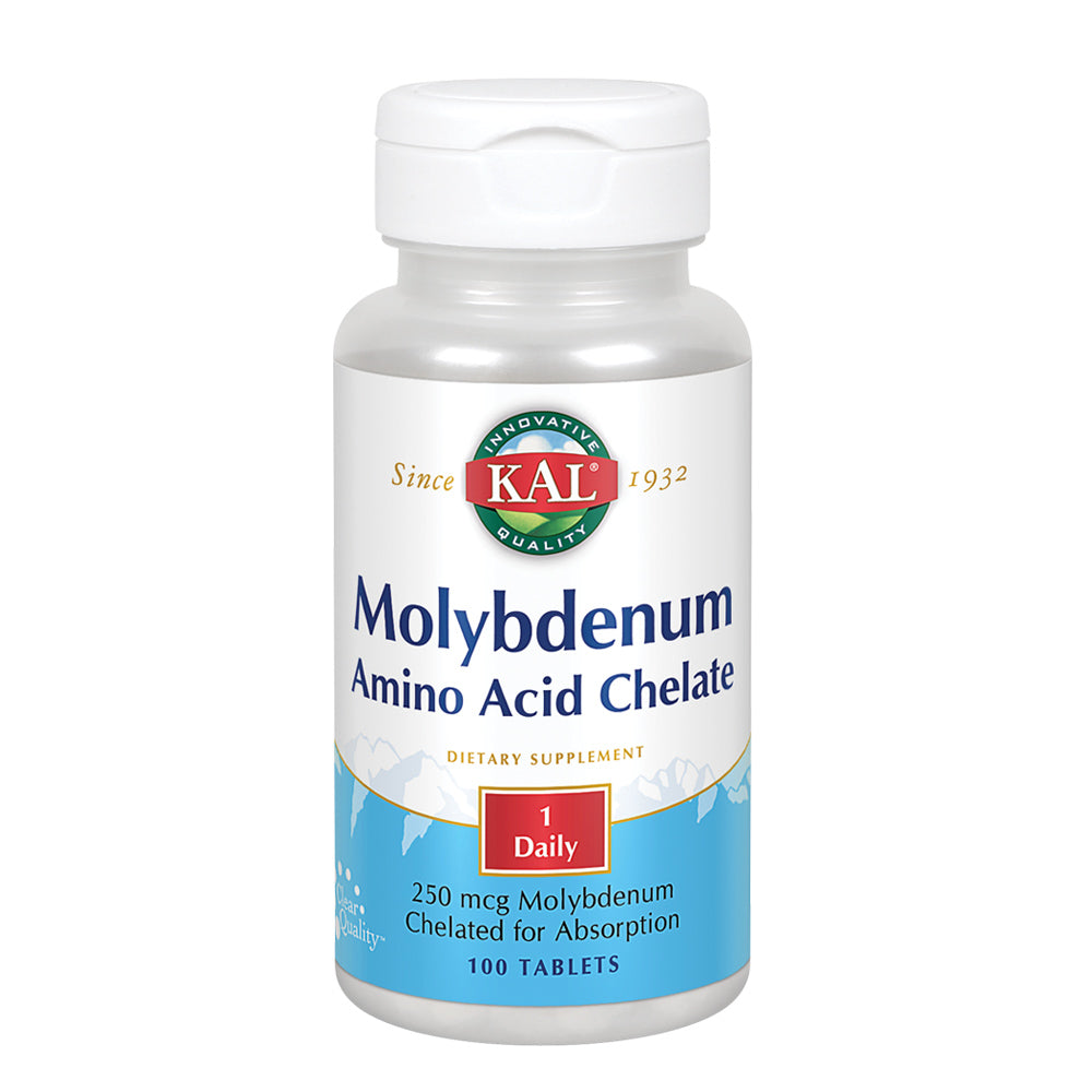 KAL Molybdenum Amino Acid Chelate 250 mg | Healthy Metabolism & Protein Synthesis Support | Chelated for Bioavailability | Vegetarian | 100 Tablets