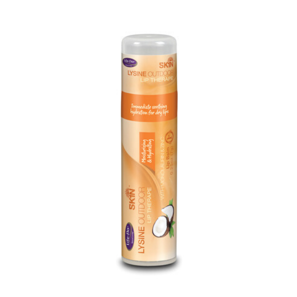 LIFE-FLO Lysine Outdoor Lip Therape w/Monolaurin& Zinc, Salve, Coconut (Tube) | 0.25oz