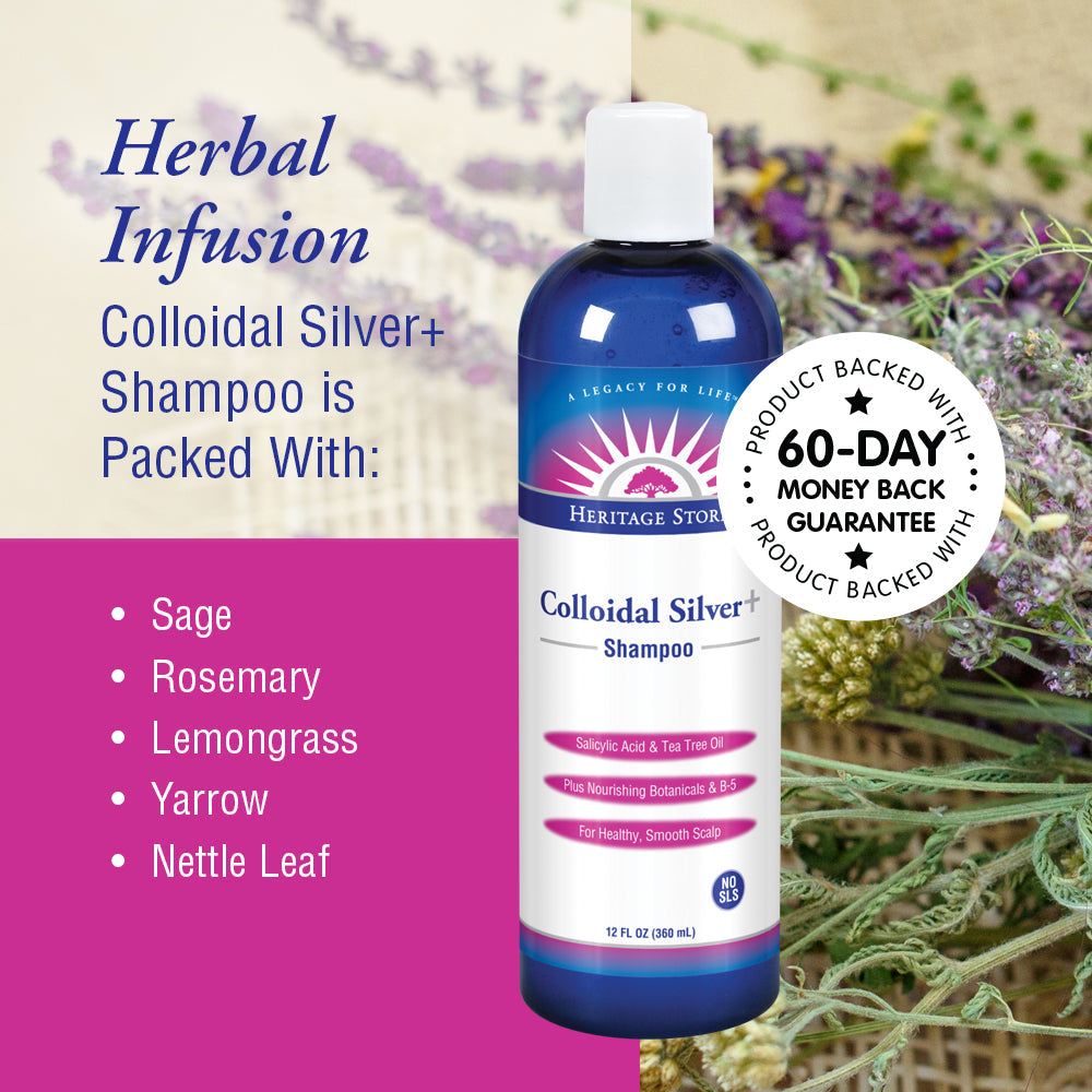 Heritage Store Colloidal Silver + Shampoo 12 oz Liquid