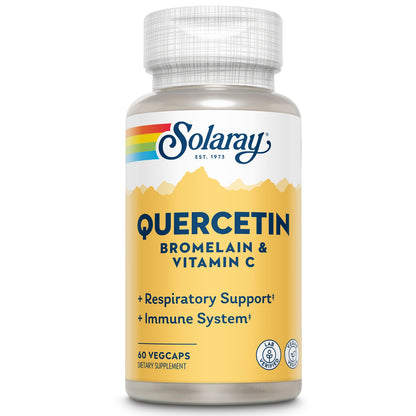 Solaray Quercetin Bromelain & Vitamin C, Immune System, Sinus, Respiratory & Antioxidant Activity Support, Vegan, 500mg of Quercetin & 1,235mg of Vit C, 60 Day Guarantee (60 CT, 20 Serv)