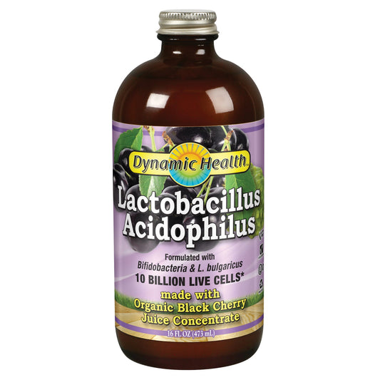 Dynamic Health Lactobacillus Acidophilus, Black Cherry | Probiotic | 10 Billion CFU | 16 Servings, 16 FL OZ