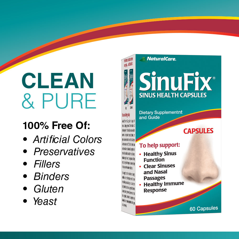 NaturalCare SinuFix Capsules To Support Healthy Sinuses & Respiratory Functions No Colors, Preservatives, Fillers, Gluten or Yeast 60 CT