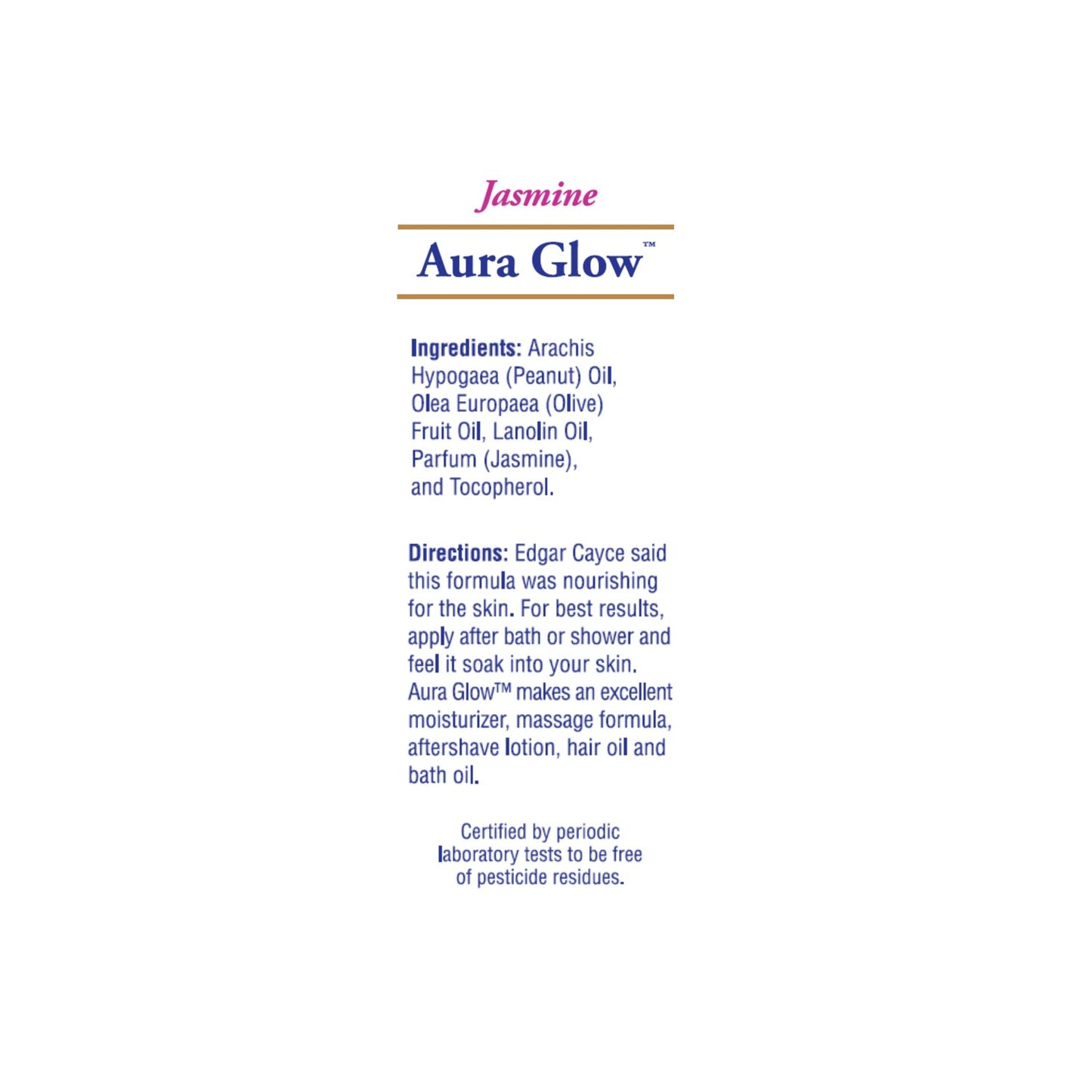 HERITAGE STORE Aura Glow, Oil, Jasmine (Btl-Plastic) 8oz