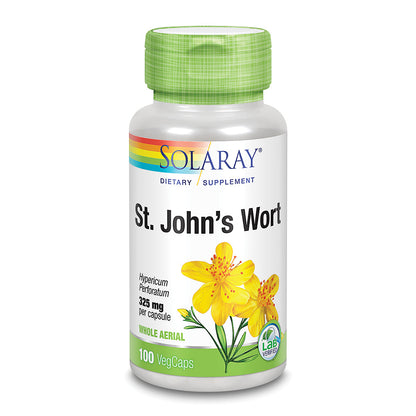 Solaray St John’s Wort 325 mg Whole Aerial - Brain Health and Mood Support Supplement - 60-Day Money Back Guarantee - Non-GMO, Vegan, Lab Verified