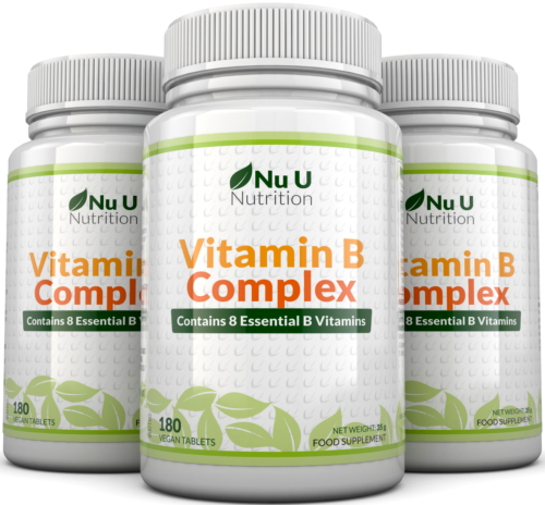 Vitamin B Complex 3 X Bottles 180 tablets - Contains all 8 B Vitamins in 1