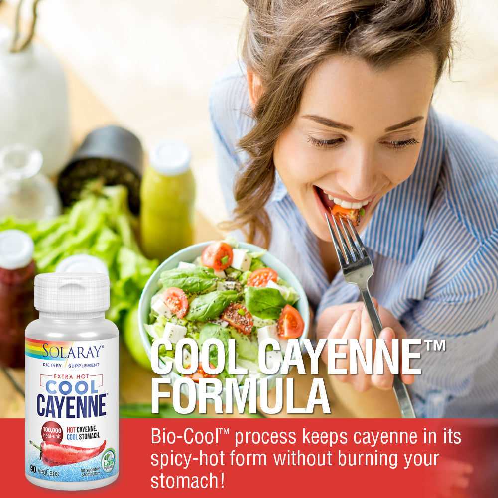 Solaray Extra Hot Cool Cayenne 100,000 HU | Healthy Digestion, Metabolism & Cardiovascular Support | 90 VegCaps