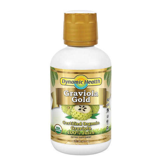 Dynamic Health Graviola Gold | Organic Graviola 100% Juice | Vegetarian, No Gluten or BPA, Dietary Supplement | 16oz