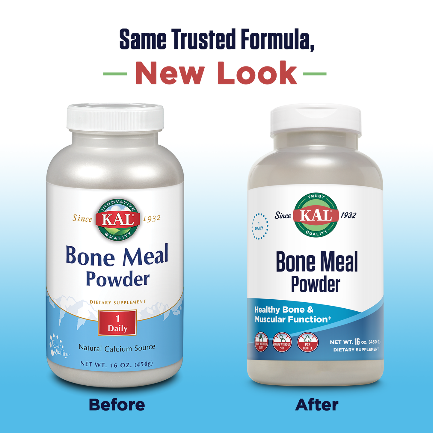 KAL Bone Meal Powder, Calcium Magnesium Supplement, Bone Health, Muscle Function and Nerve Health, Sterilized and Edible, Unflavored, Made Without Soy or Dairy, 60-Day Guarantee (Approx. 75 Serv, 16oz)