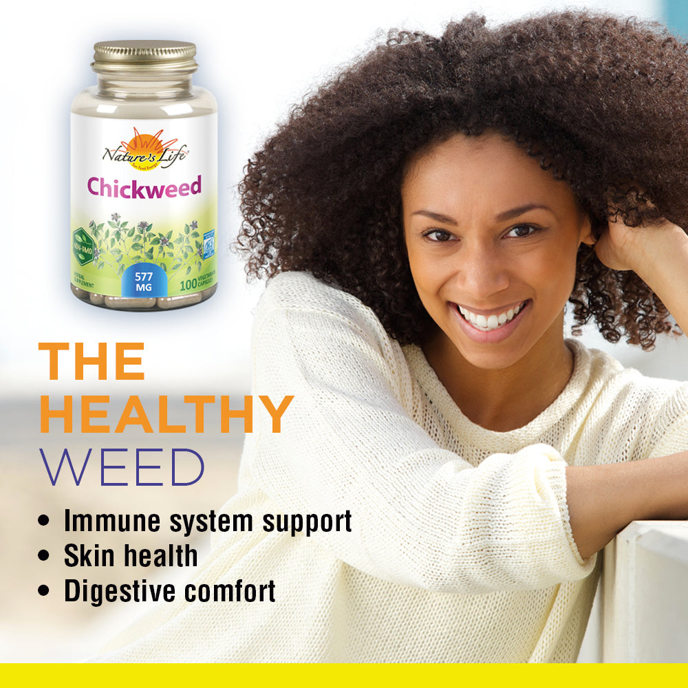 Nature's Life Chickweed 577 Herbal Supplement, Healthy Digestion, Skin and Immune Function Formula, 100ct, 50 Serv.