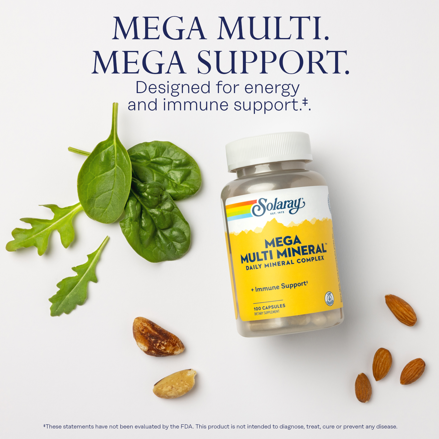 Solaray Mega Multi Mineral, 200 Capsules (25 Servings, 100 Capsules)