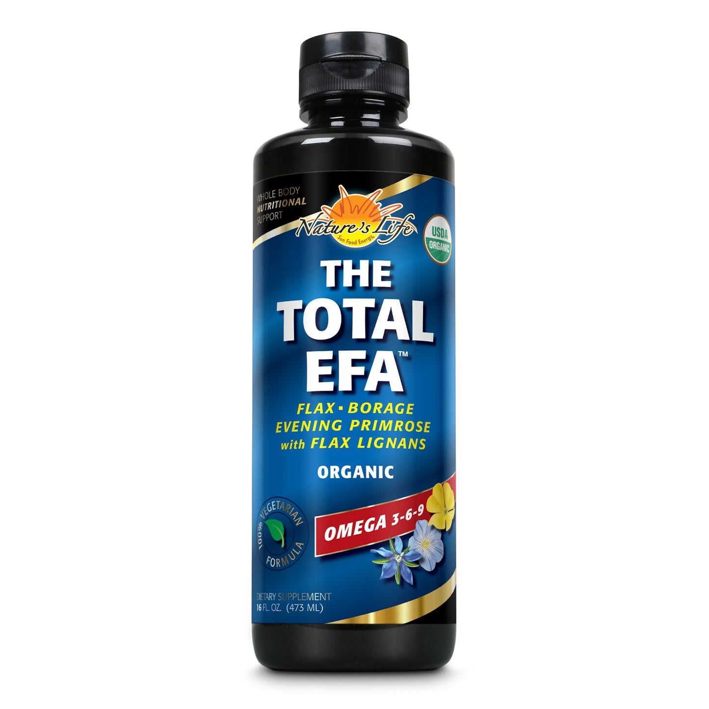 Nature's Life The Total EFA, Vegetarian & Organic | Omega 3-6-9 from Flax, Borage & Evening Primrose | 32 Serv, 16 FL OZ