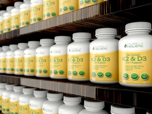 Vitamin D3 with K2 D3 5000IU and K2 90mcg 2 Bottles x 150 Vegetarian Capsules