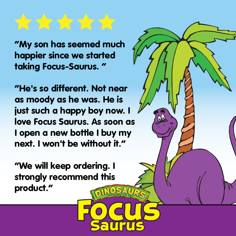 KAL Focus-Saurus | Focus Support for Kids | Amino Acid, Antioxidant & GABA Focus Blend  for Children | No Sugar, Grape Flavor Chewables | 30 ct