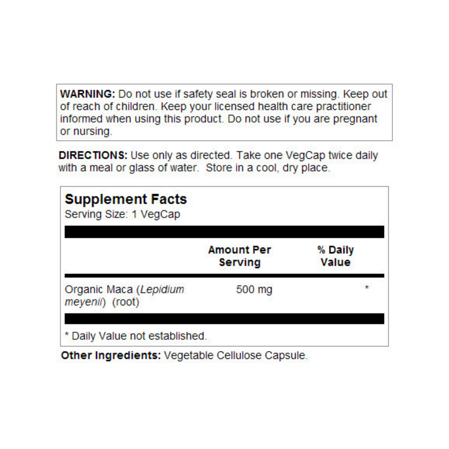 Solaray Maca Root 500 mg | Healthy Balance, Energy, Vitality & Libido Support | 100 VegCaps