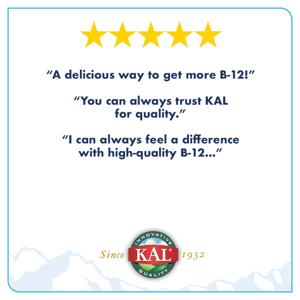 KAL B-12 Methylcobalamin ActivMix 5000 mcg | Natural Raspberry Flavor | Healthy Metabolism, Energy, Nerve & Red Blood Cell Support | 60 Servings