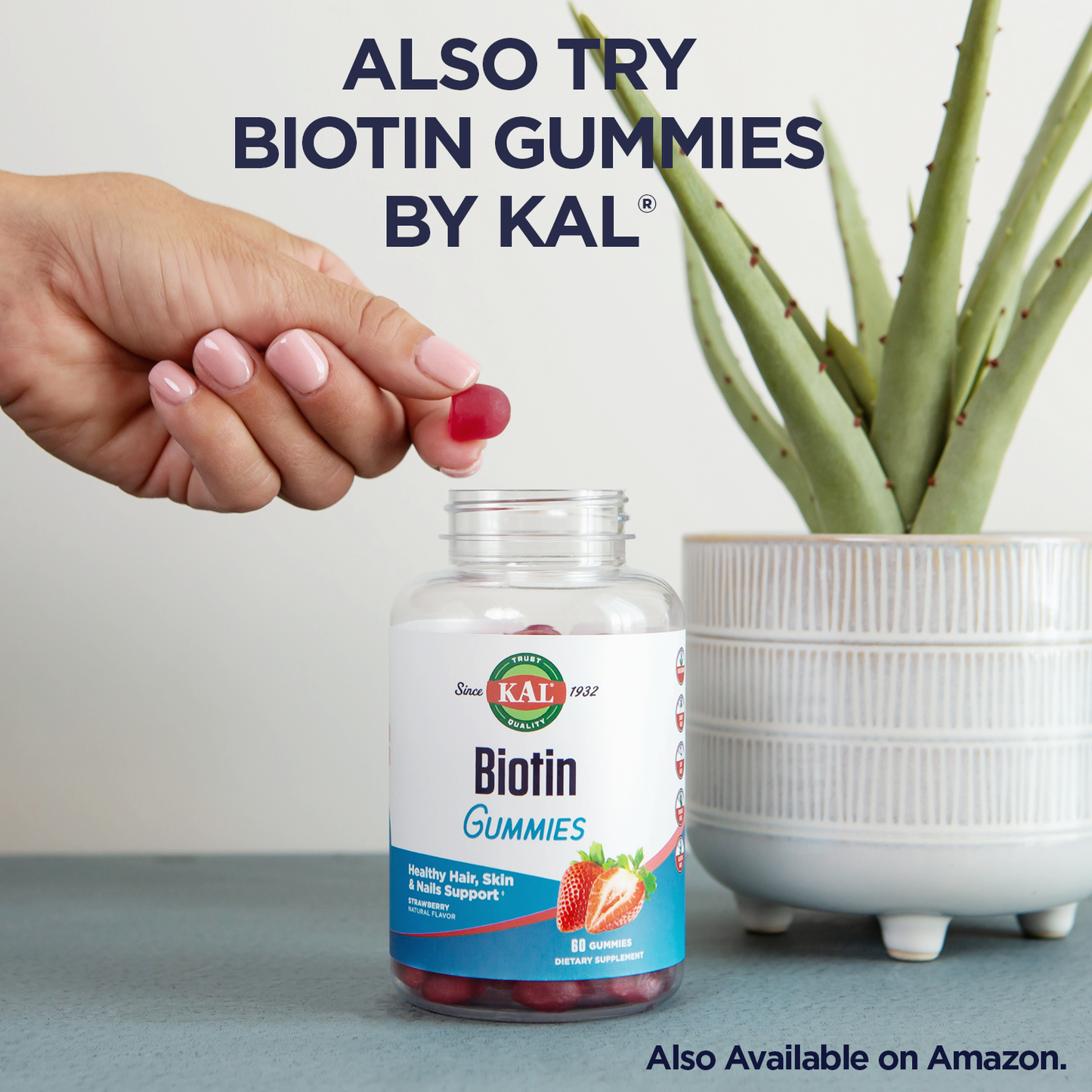 KAL Biotin 5000mcg ActivMelt, Healthy Hair Skin & Nails Vitamins for Women and Men, Fast Acting Supplement Designed for High Absorption, Vegetarian, GMP Facility, 100 Servings, 100 Micro Tablets