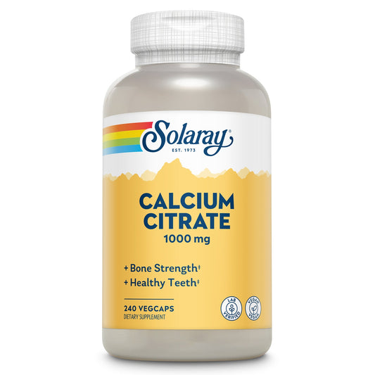 Solaray Calcium Citrate 1000mg, Chelated Calcium Supplement for Bone Strength, Healthy Teeth & Nerve, Muscle & Heart Function Support, Easy to Digest, 60-Day Guarantee, Vegan | 30 Servings | 120ct (240 Count (Pack of 1))