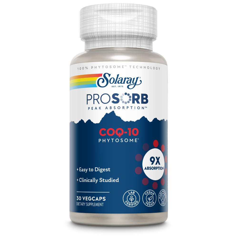 Solaray CoQ-10 Phytosome - 9X Absorption CoQ10 200mg - Easy-to-Digest Antioxidants Supplement - Vegan and Made Without Soy - 60-Day Guarantee - 30 Servings, 30 VegCaps