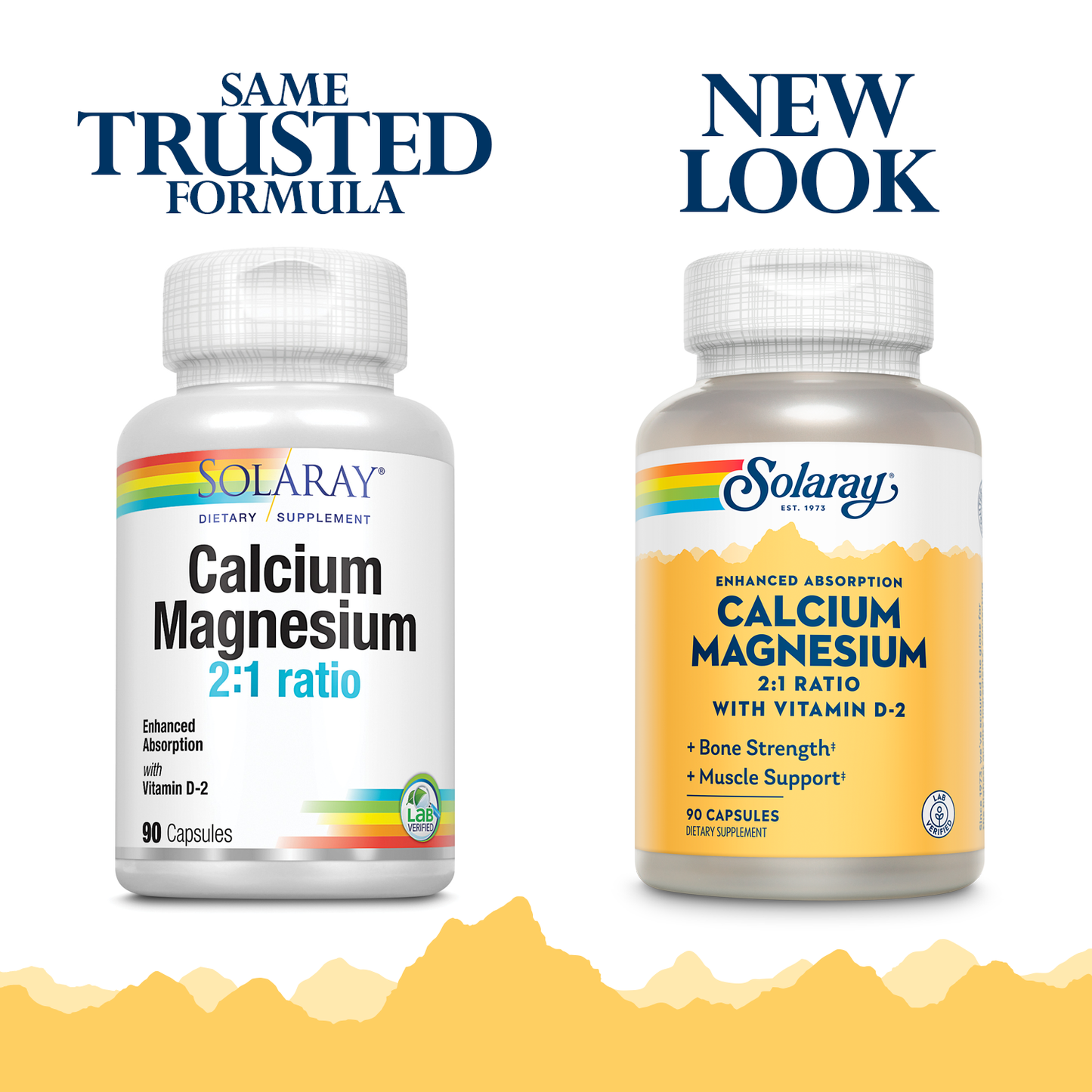 Solaray Calcium & Magnesium  w/ D2 Amino Acid Chelate 2:1, Capsule (Btl-Plastic) | 90ct