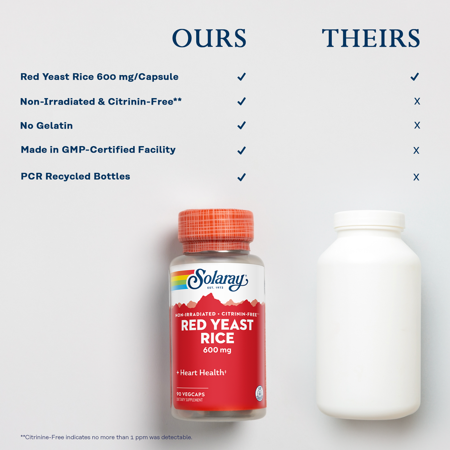 Solaray Red Yeast Rice, Healthy Heart & Cardiovascular Support, Non-Irradiated & Citrinin-Free, 60 Day Money-Back Guarantee, 90 Servings, 90 VegCaps