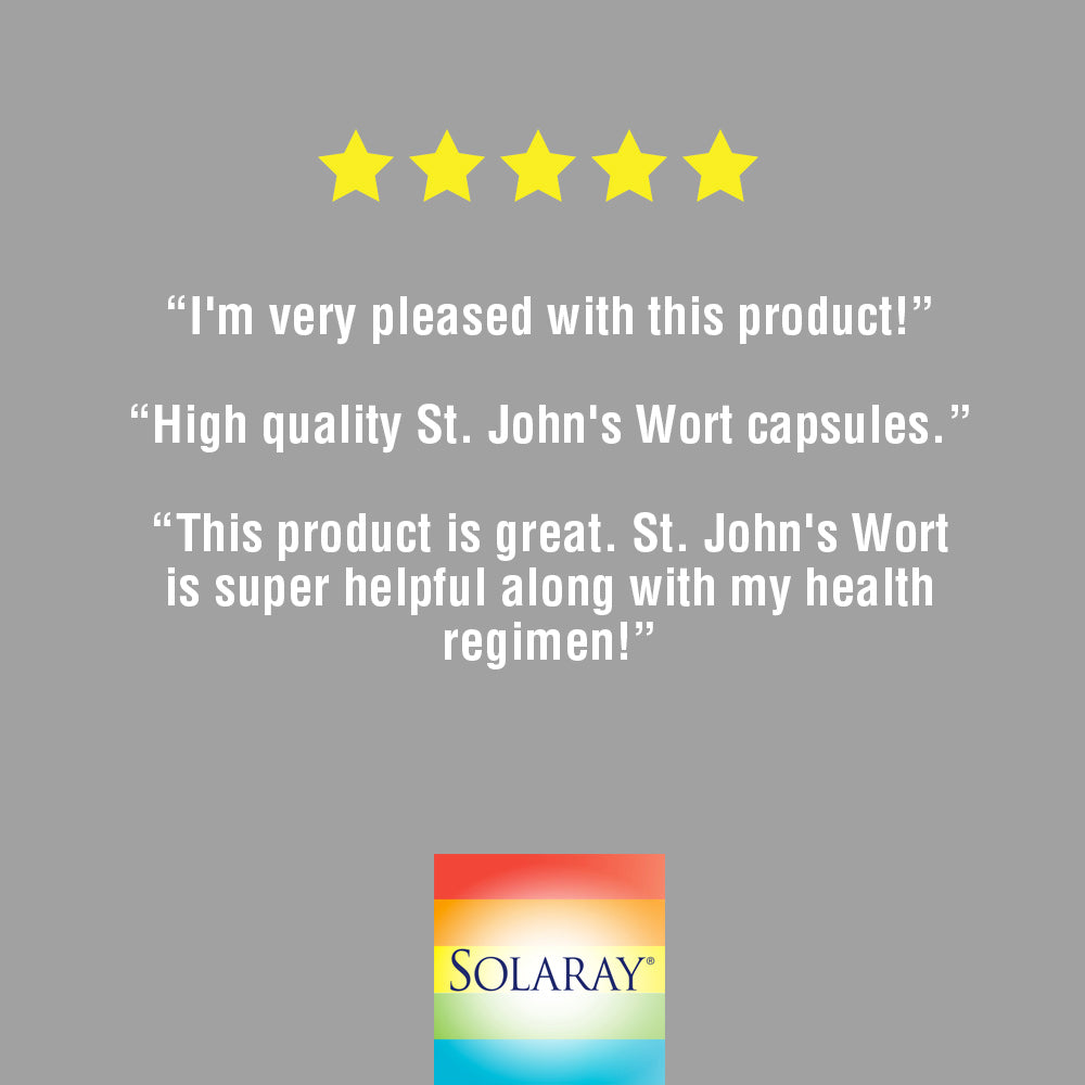 Solaray St. John's Wort Aerial 450mg | Herbal Support for Mood, Brain Health & Healthy Sleep | 100% Vegan, Non-GMO | 100ct