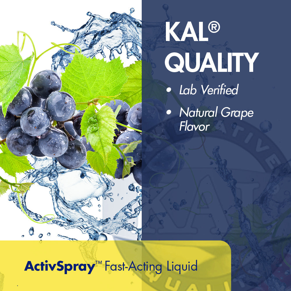 KAL B-12 ActivSpray 2500 mcg | Natural Grape Flavor | Healthy Metabolism, Energy, Nerve & Red Blood Cell Support | 2oz Liquid | 80 Servings