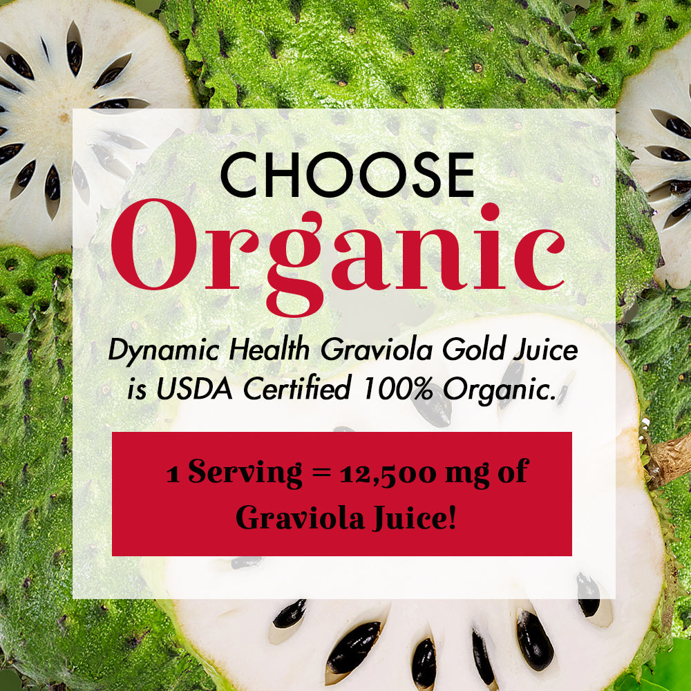 Dynamic Health Graviola Gold | Organic Graviola 100% Juice | Vegetarian, No Gluten or BPA, Dietary Supplement | 16oz