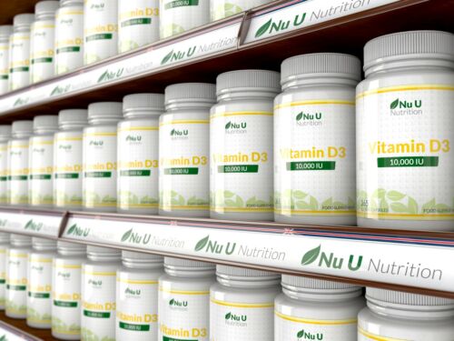 Vitamin D3 10000 IU 2 X Bottles 365 Tablets 1 Full Year Supply Nu U Nutrition