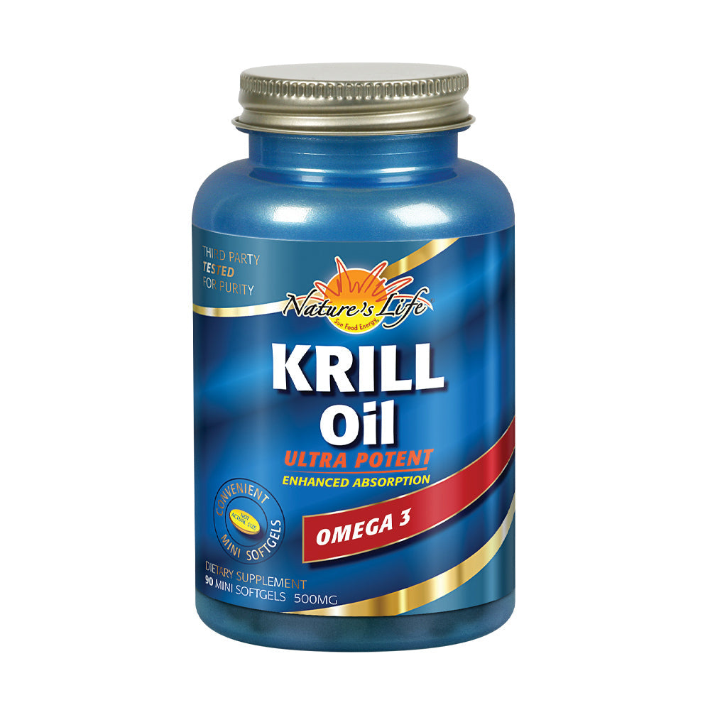 Nature's Life Krill Oil 1000mg, Ultra Potent Mini Softgels | Immune, Heart, Joint Support with Omega-3s | 90ct, 45 Serv.