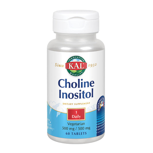 KAL Choline Inositol 500/500 mg | 1 Daily, Sustained Release | Healthy Brain, Liver, Cell & Mood Support | 60 Tablets