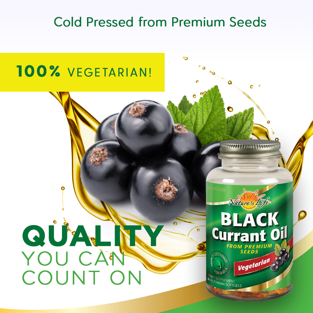 Nature's Life Black Currant Seed Oil 1000mg | Vegetarian, Cold Pressed | With GLA Omega-6 and ALA Omega-3 | 60 CT