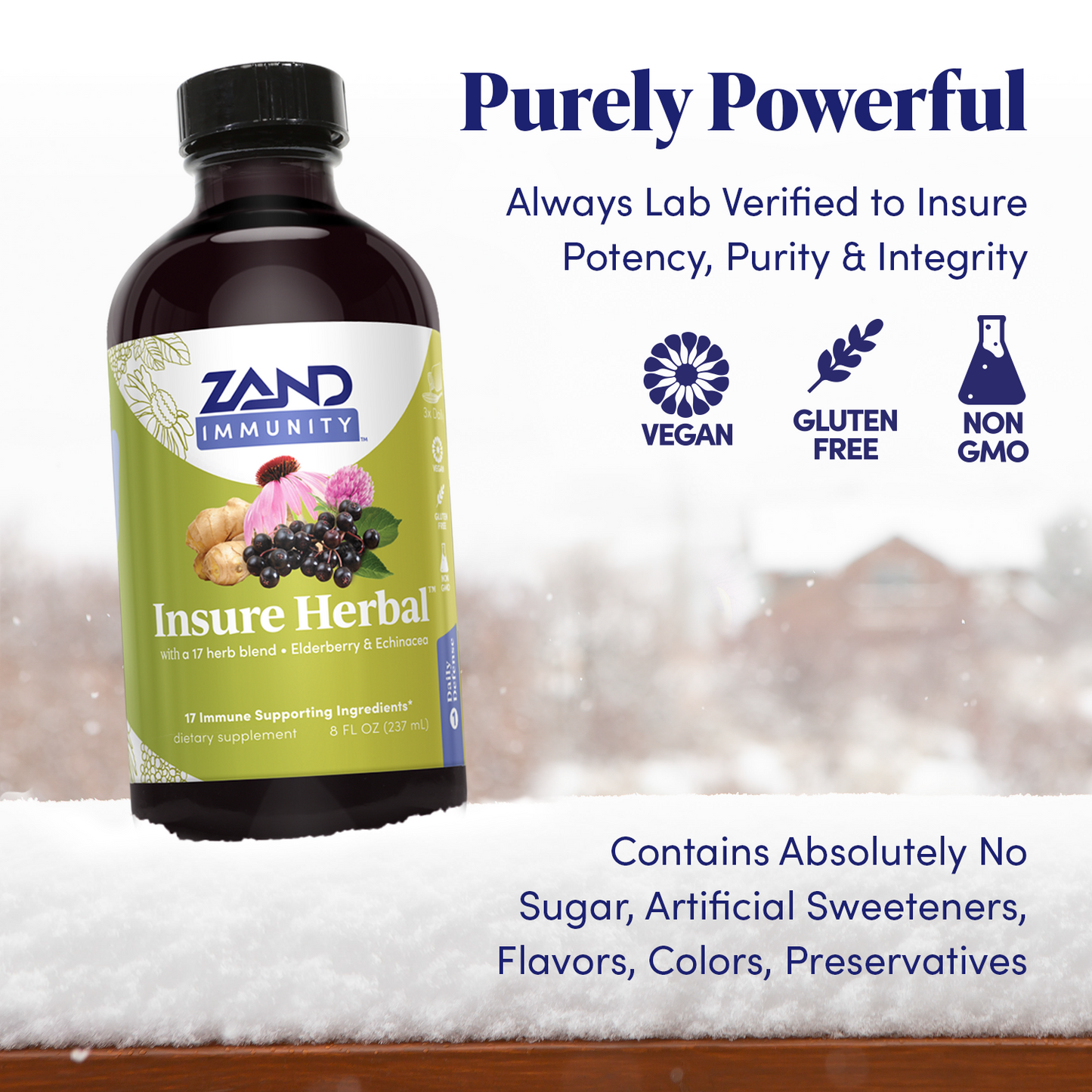 Zand Insure Immune Support, Herbal Liquid Echinacea Supplement, Features Goldenseal, Chamomile, Ginger & Valerian 4 oz (8oz)