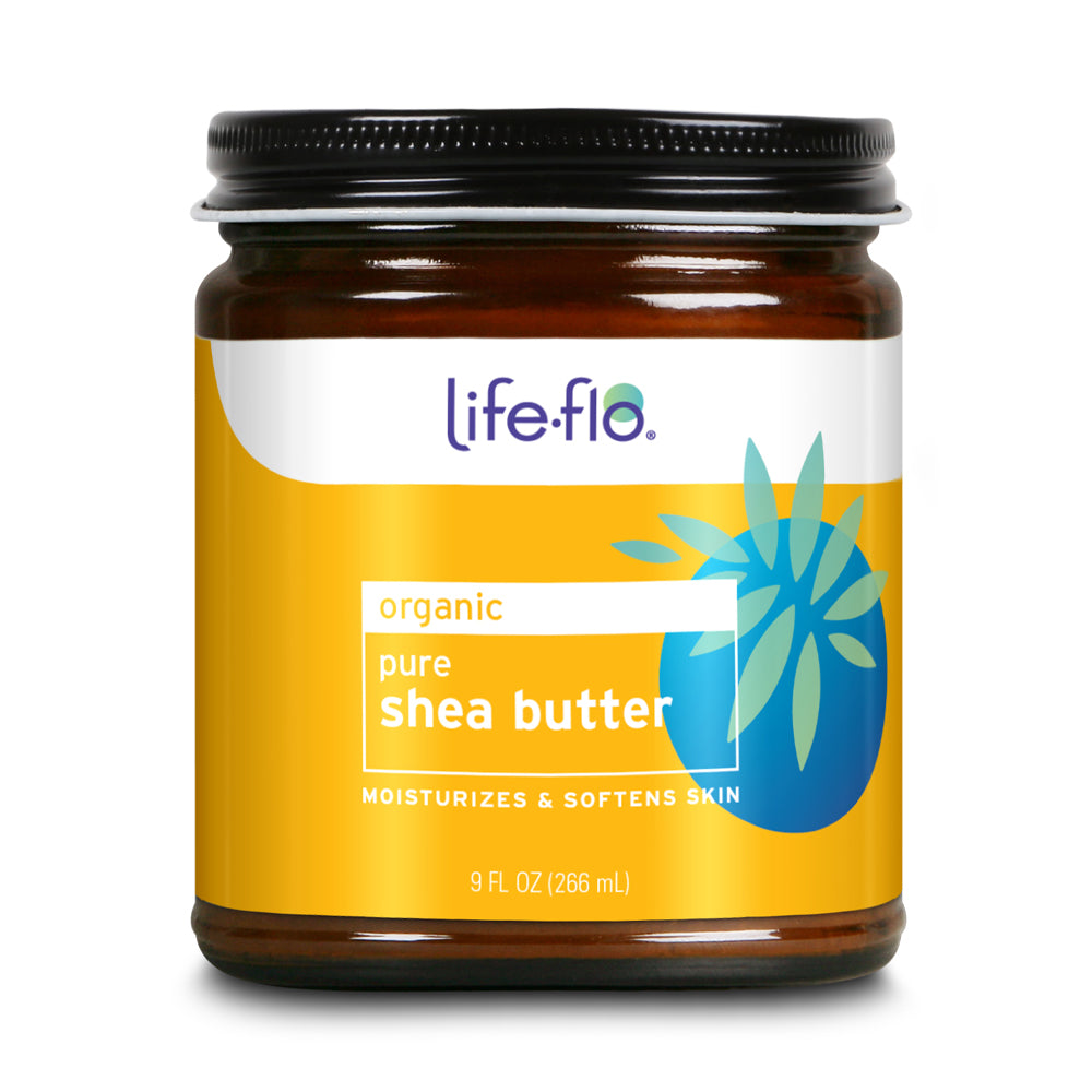 Life-Flo Pure Organic Body Butter | Face & Body Moisturizer for Dry Skin & Scalp, Heels, Elbows, Stretch Marks | 9oz (Shea Butter)