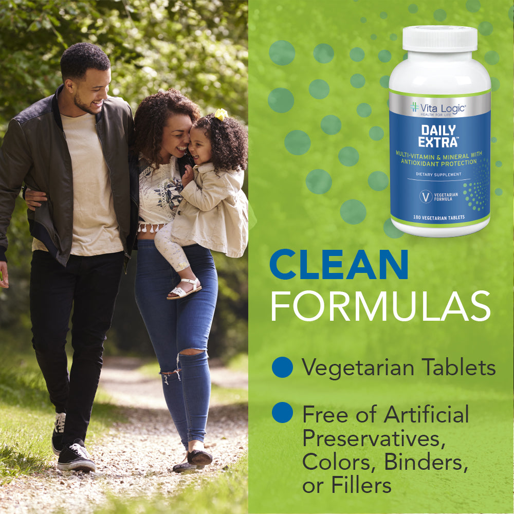 Vita Logic Daily Extra Multivitamin & Mineral | Once Daily Formula For Energy, Immune Function & Overall Health Support | 180 Vegetarian Tablets
