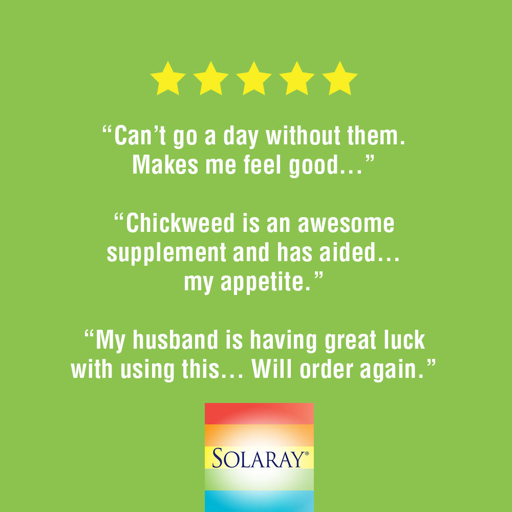 Solaray Chickweed 385 mg | Herbal Supplement | Healthy Digestion, Skin & Appetite Support | Non-GMO, Vegan & Lab Verified | 100 VegCaps
