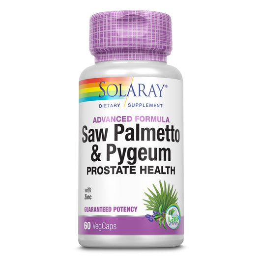 Solaray Pygeum and Saw Palmetto Berry Extracts, Mens Health & Prostate Function Support, Zinc, B-6, Pumpkin Seed & Amino Acids 240 VegCaps