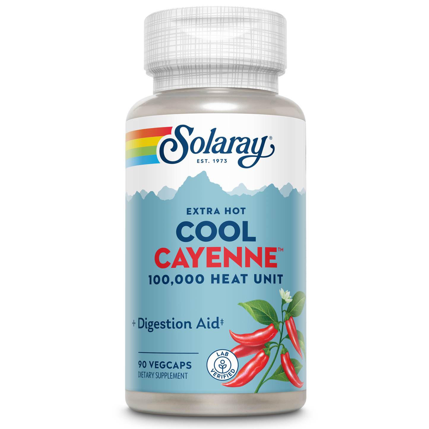 Solaray Extra Hot Cool Cayenne 100,000 HU | Healthy Digestion, Metabolism & Cardiovascular Support | 90 VegCaps