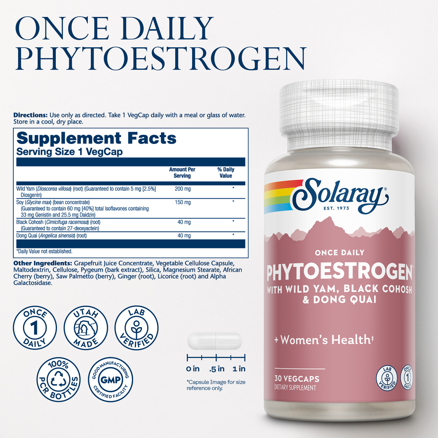 Solaray One Daily Phytoestrogen Supplement | 30 Count