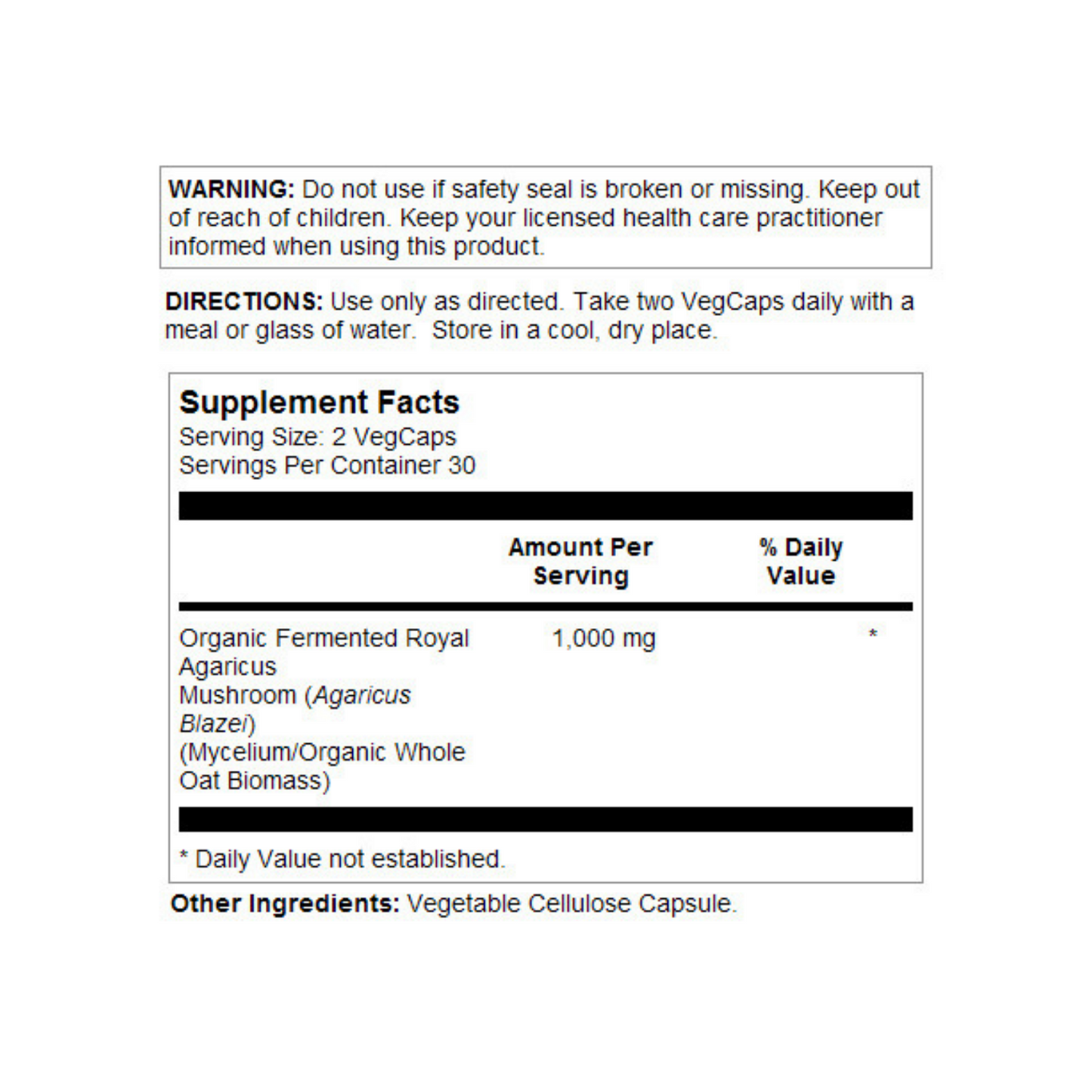 Solaray Fermented Royal Agaricus Mushroom 500 mg | 60 VegCaps