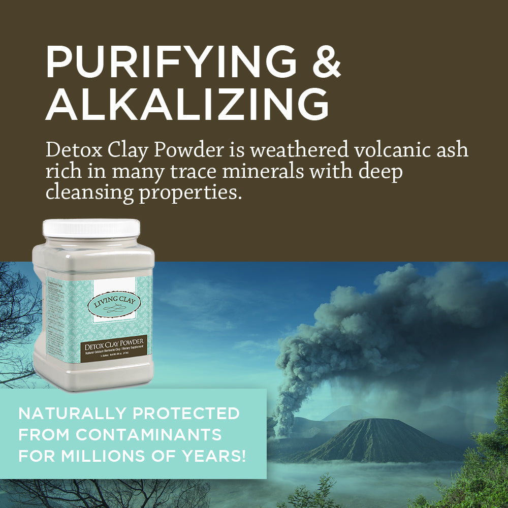 Living Clay Detox Clay Powder | All-Natural Bentonite Calcium Clay for Internal & External Deep Cleansing | Perfect for Mask, Bath or Wrap (64 oz)