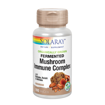 Solaray Organically Grown Fermented Mushroom Immune Complex 600 mg | Healthy Immune Function Support | 100 VegCaps