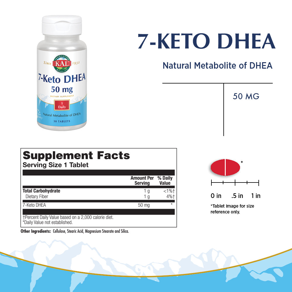 KAL 7-Keto DHEA 50 mg | Healthy Weight Management Support for Men & Women | ActivTab Rapidly Disintegrating Tablets | Lab Verified | 30 Tablets