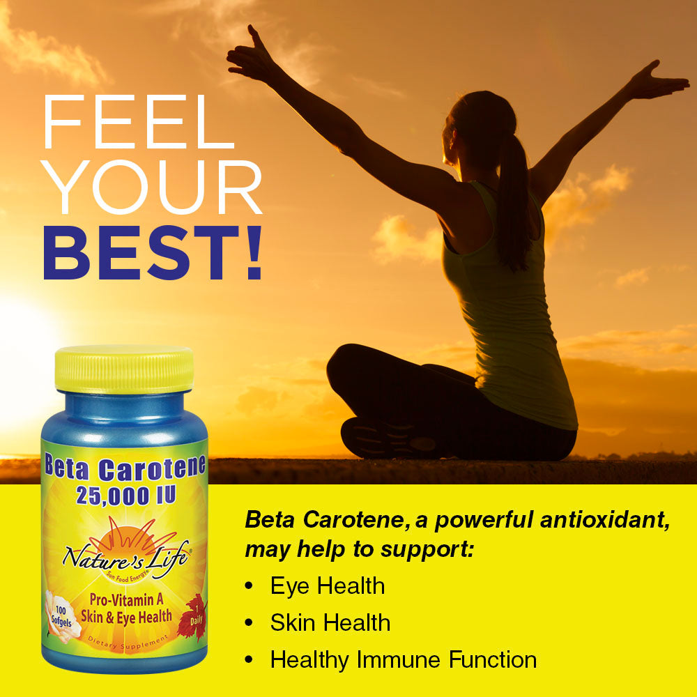 Nature's Life Beta Carotene 25,000 IU 100 Softgels, 100 Count