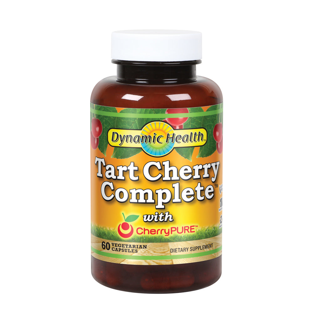 Dynamic Health Tart Cherry Complete | 500mg Tart Cherry, 100mg Turmeric & Boswellia, 50mg Ginger & Holy Basil | Vegetarian, No Gluten | 60 Capsules