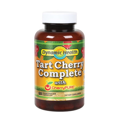 Dynamic Health Tart Cherry Complete | 500mg Tart Cherry, 100mg Turmeric & Boswellia, 50mg Ginger & Holy Basil | Vegetarian, No Gluten | 60 Capsules