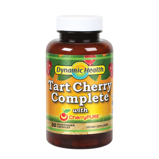 Dynamic Health Tart Cherry Complete | 500mg Tart Cherry, 100mg Turmeric & Boswellia, 50mg Ginger & Holy Basil | Vegetarian, No Gluten | 60 Capsules